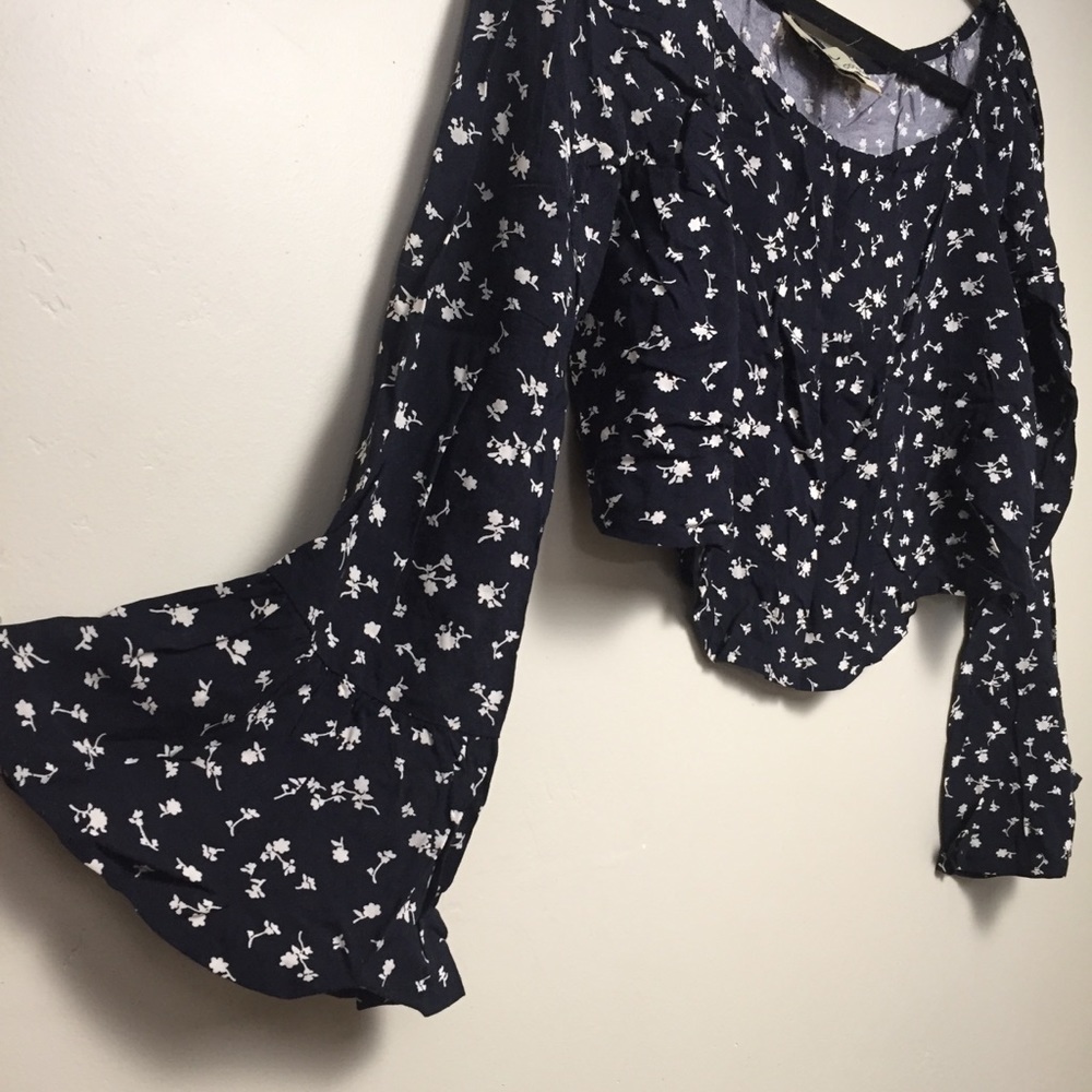 Stone cold fox bell sleeve floral prairie blouse off shoulder coquette top